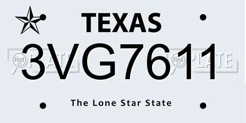 3VG7611 Texas License Plate