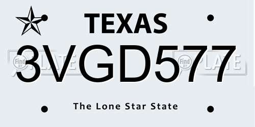 3VGD577 Texas License Plate