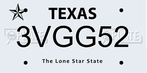 3VGG52 Texas License Plate