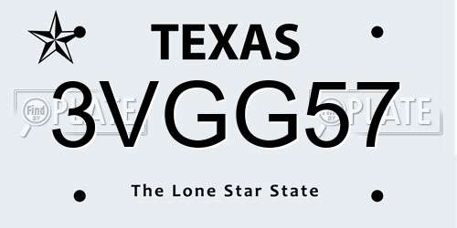3VGG57 Texas License Plate