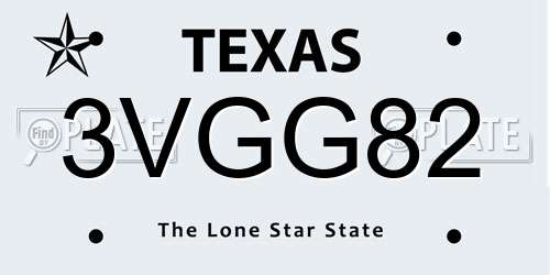 3VGG82 Texas License Plate