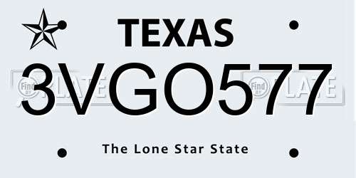 3VGO577 Texas License Plate
