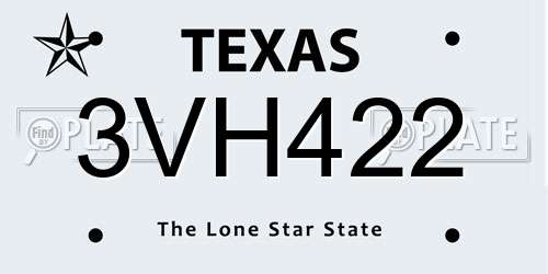 3VH422 Texas License Plate