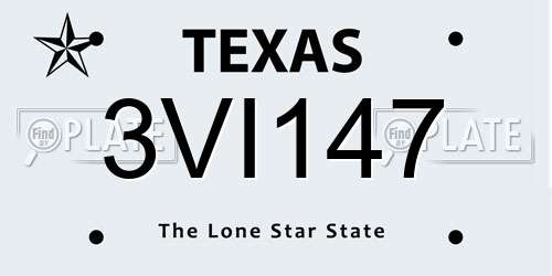 3VI147 Texas License Plate