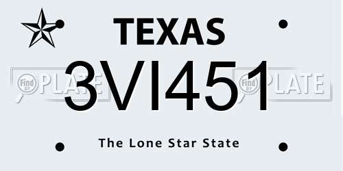 3VI451 Texas License Plate