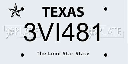 3VI481 Texas License Plate