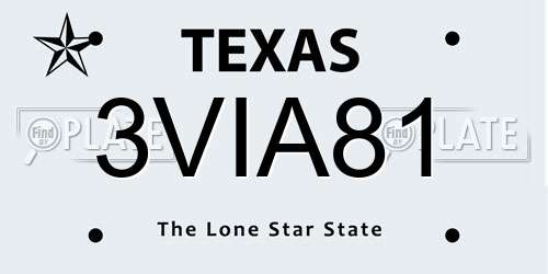 3VIA81 Texas License Plate