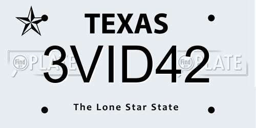 3VID42 Texas License Plate