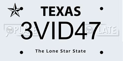 3VID47 Texas License Plate