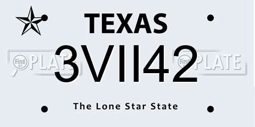 3VII42 Texas License Plate