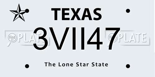 3VII47 Texas License Plate