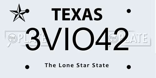 3VIO42 Texas License Plate