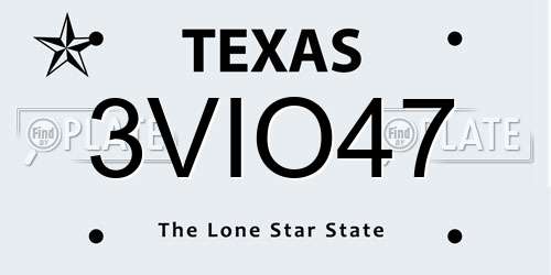 3VIO47 Texas License Plate