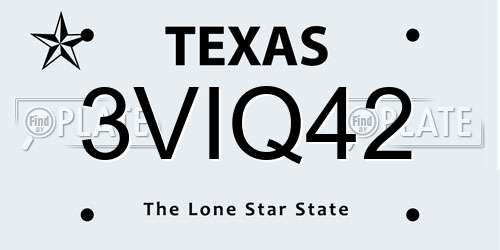 3VIQ42 Texas License Plate