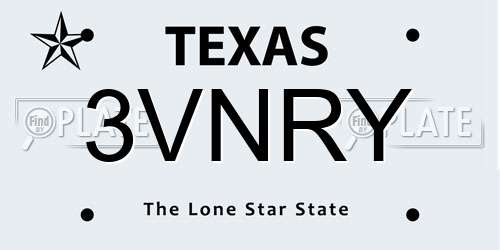 3VNRY Texas License Plate