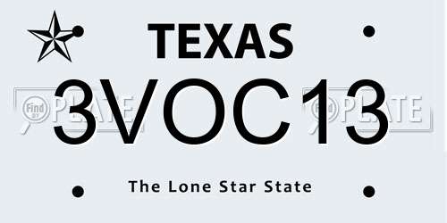 3VOC13 Texas License Plate