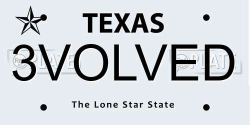 3VOLVED Texas License Plate