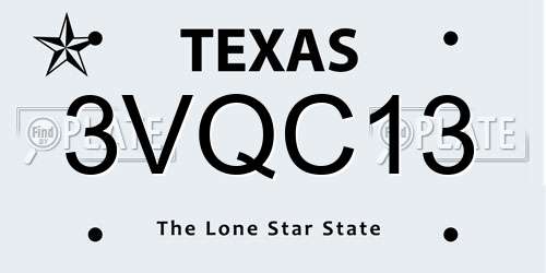 3VQC13 Texas License Plate