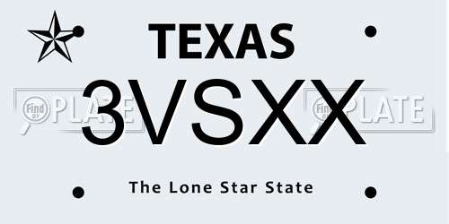 3VSXX Texas License Plate