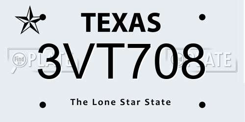 3VT708 Texas License Plate