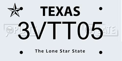3VTT05 Texas License Plate