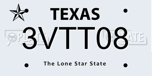 3VTT08 Texas License Plate