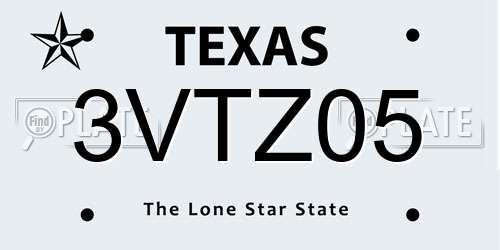 3VTZ05 Texas License Plate