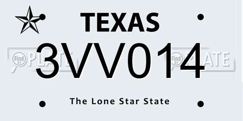 3VV014 Texas License Plate