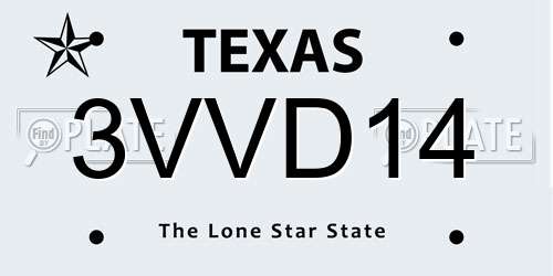 3VVD14 Texas License Plate