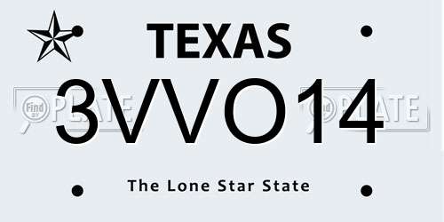 3VVO14 Texas License Plate