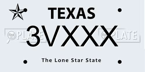 3VXXX Texas License Plate