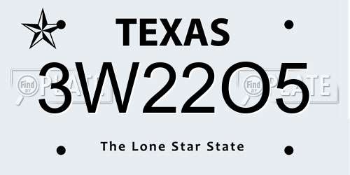 3W22O5 Texas License Plate