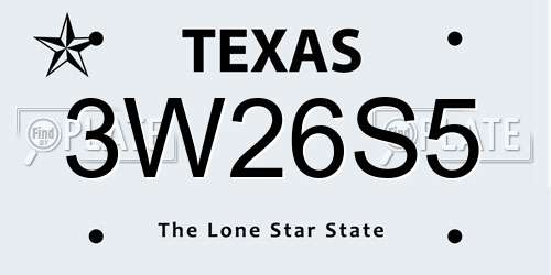 3W26S5 Texas License Plate