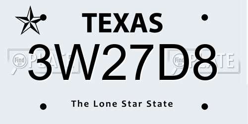 3W27D8 Texas License Plate
