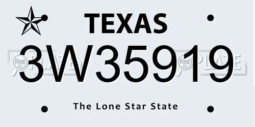 3W35919 Texas License Plate