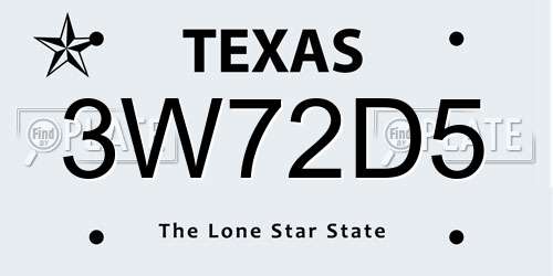 3W72D5 Texas License Plate
