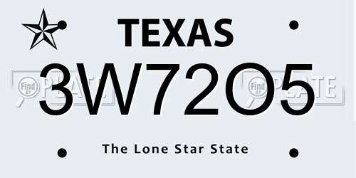 3W72O5 Texas License Plate