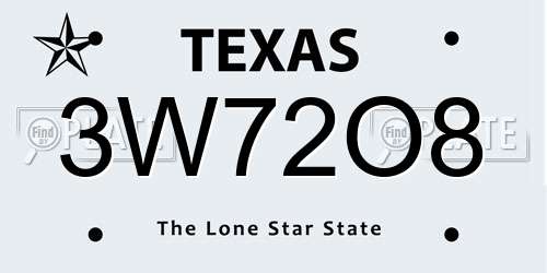 3W72O8 Texas License Plate