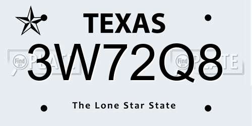 3W72Q8 Texas License Plate