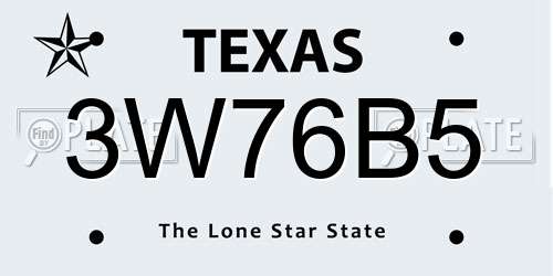 3W76B5 Texas License Plate