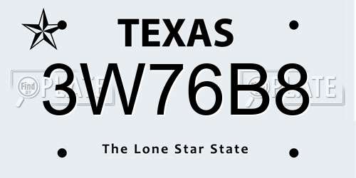 3W76B8 Texas License Plate