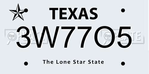 3W77O5 Texas License Plate