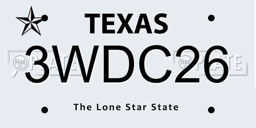 3WDC26 Texas License Plate