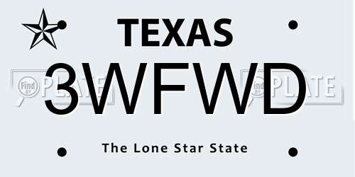 3WFWD Texas License Plate