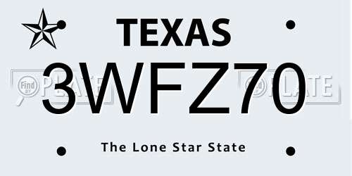 3WFZ70 Texas License Plate