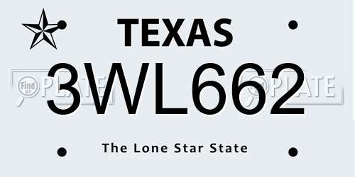 3WL662 Texas License Plate