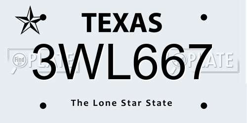 3WL667 Texas License Plate