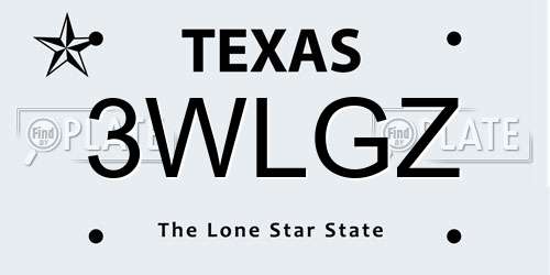 3WLGZ Texas License Plate