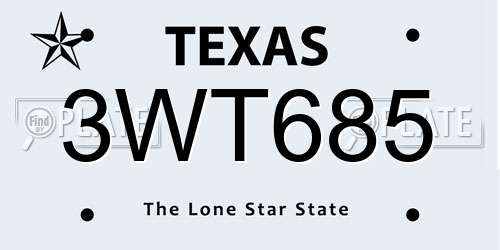 3WT685 Texas License Plate