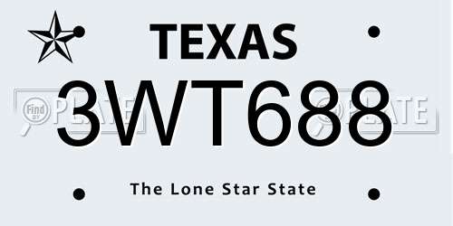 3WT688 Texas License Plate